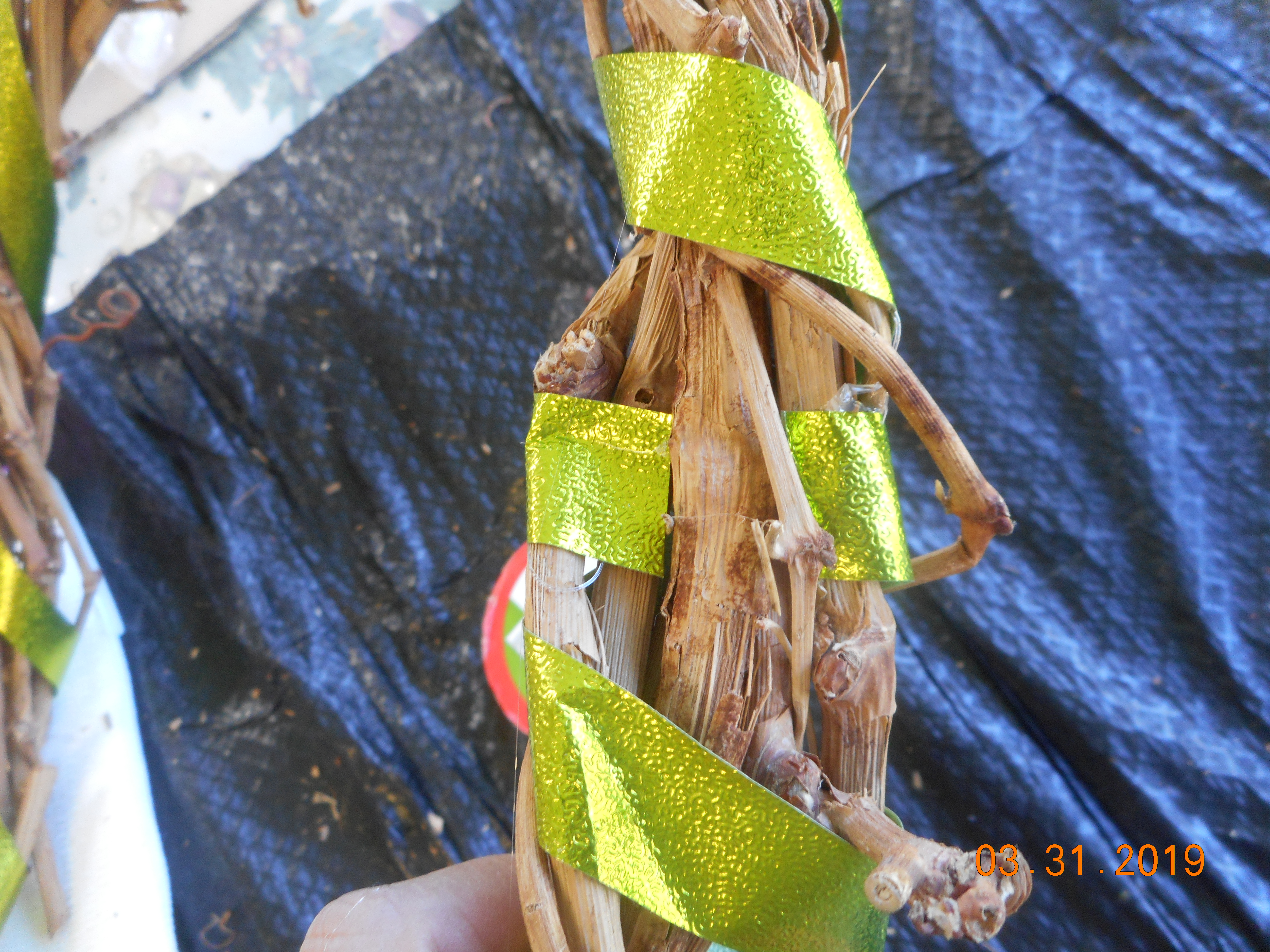 ribbon glued to wreath