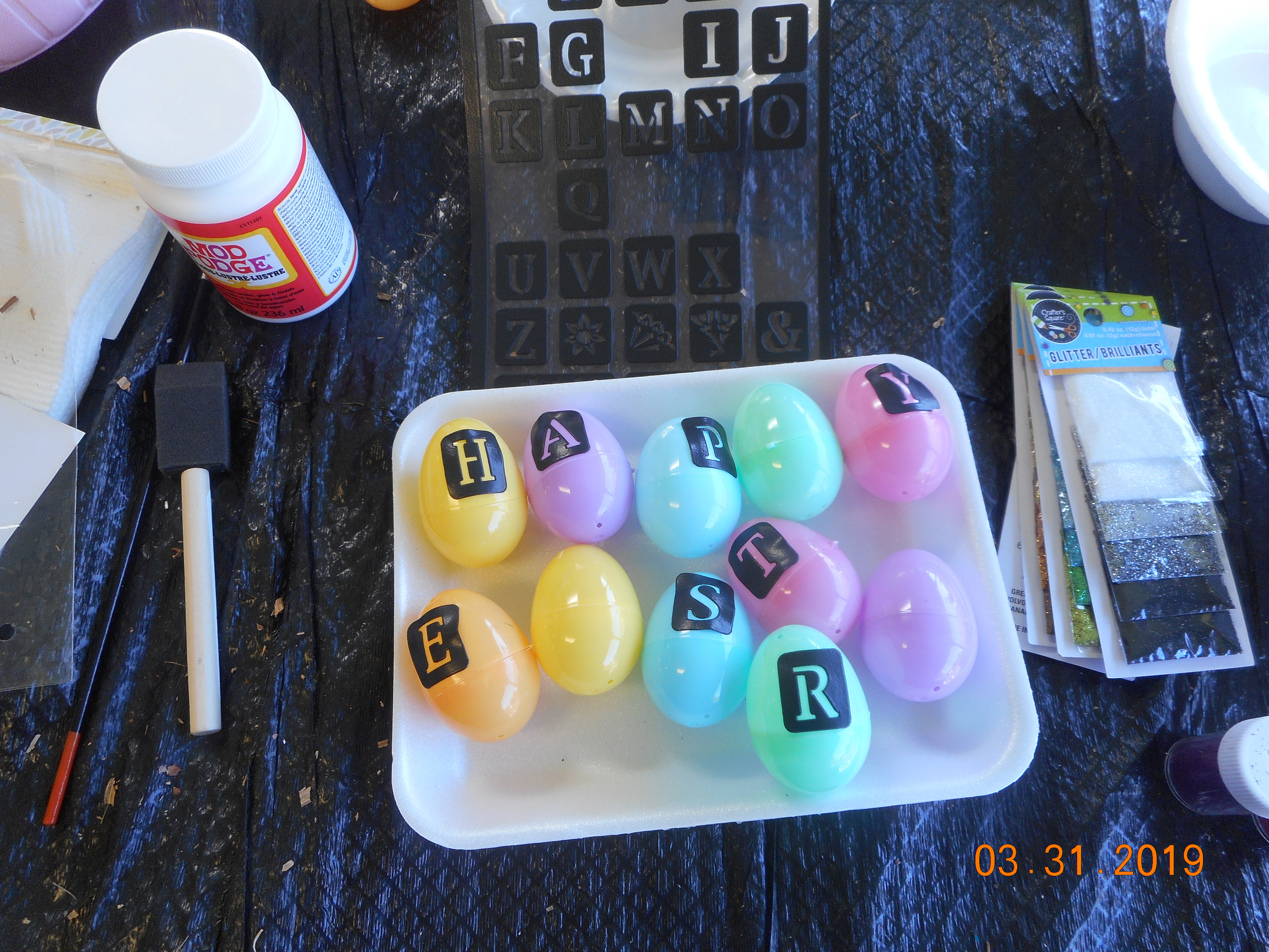 Stencils on eggs