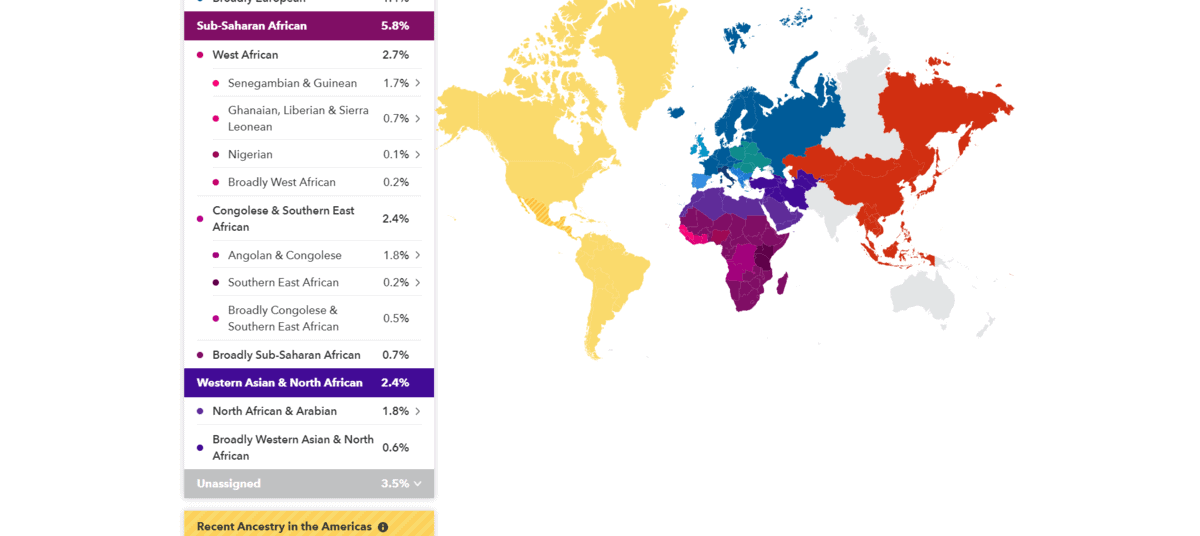 23 and me results map with countres