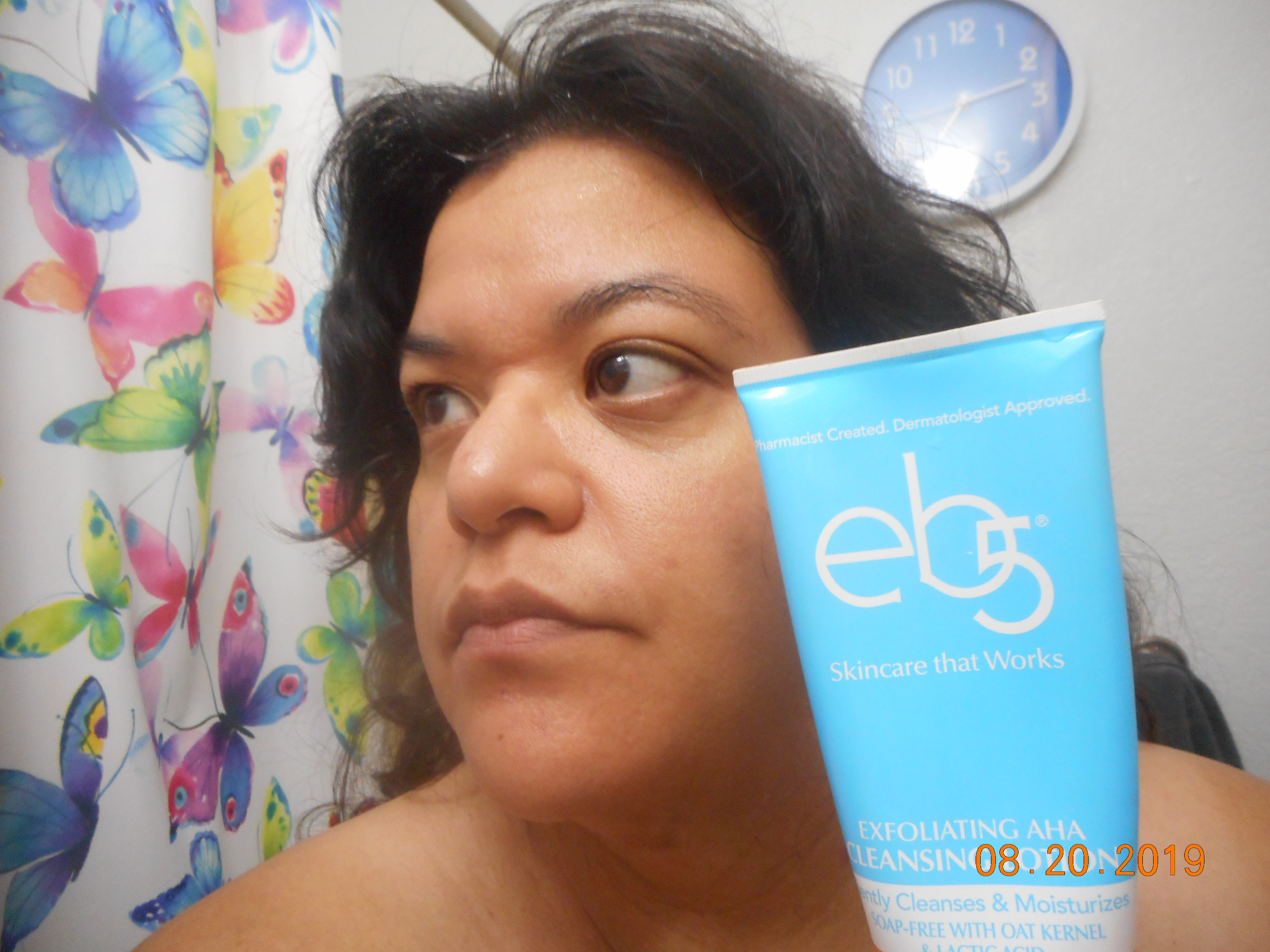 eb5 Exfoliating AHA Cleansing Lotion, on my face