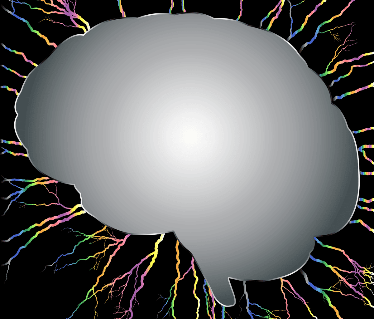 brain illustration with color waves radiating outward