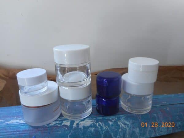 skincare jars large small medium glass and plastic.