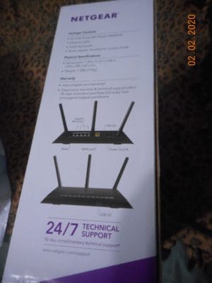 NETGEAR - AC1750 DUAL-BAND WI-FI 5 ROUTER box with info of the router.