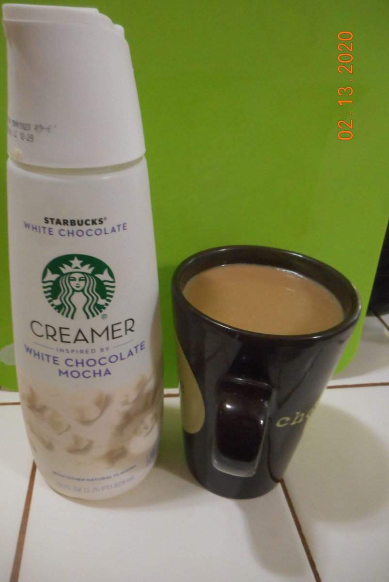 Starbucks White Chocolate creamer bottle with coffee cup