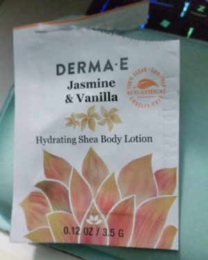 Derma E jasmine & vanilla lotion packet opened