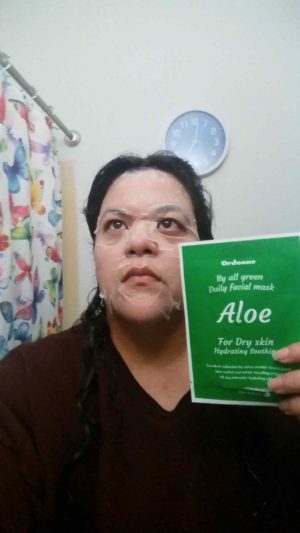 Ordonne Aloe face mask applied to face