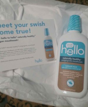 Hello naturally mint mouth wash with info card