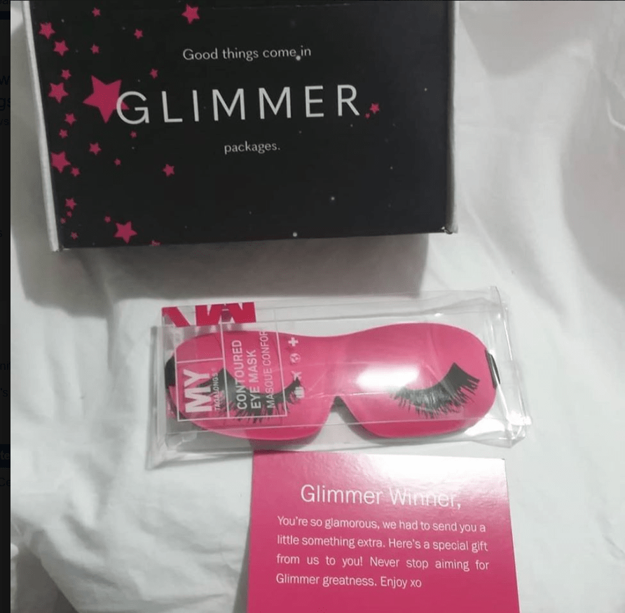 glimmer box and eye mask win 82019