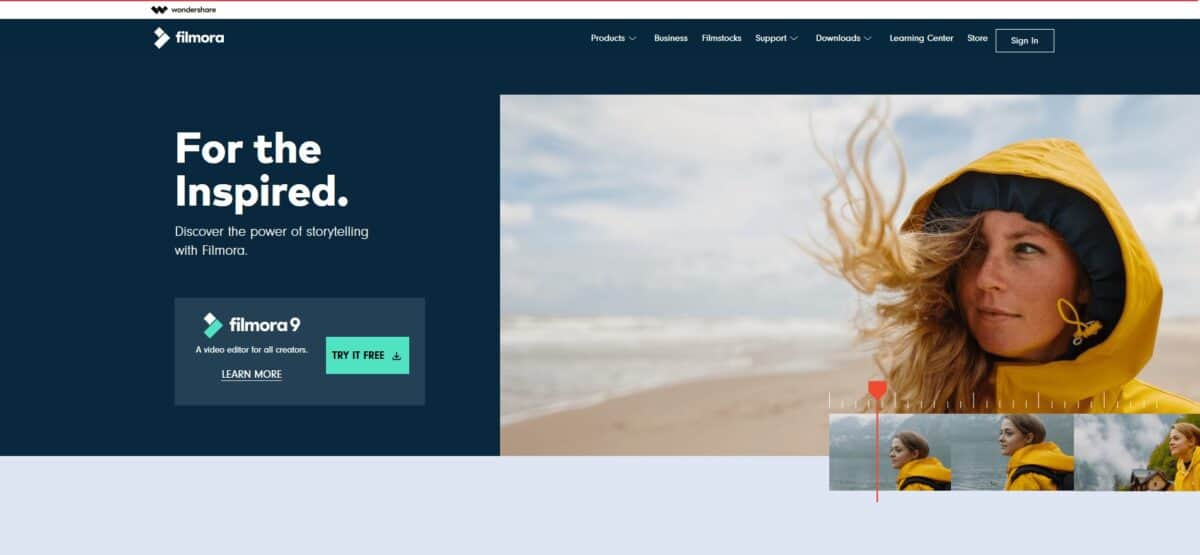 Filmora website banner
