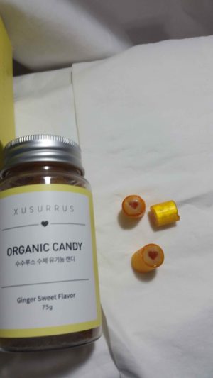 XUSURRUS ORGANIC CANDIES GINGER SWEET FLAVOR bottle with 3 candies