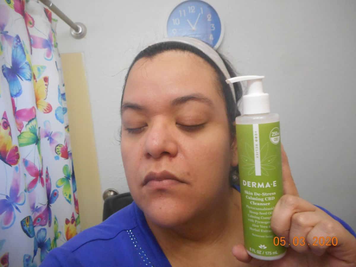 Derma-E Skin De-stress calming CBD Cleanser rinsed off my face