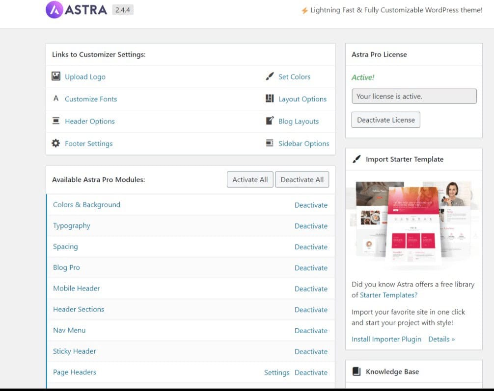 astra pro feature list 