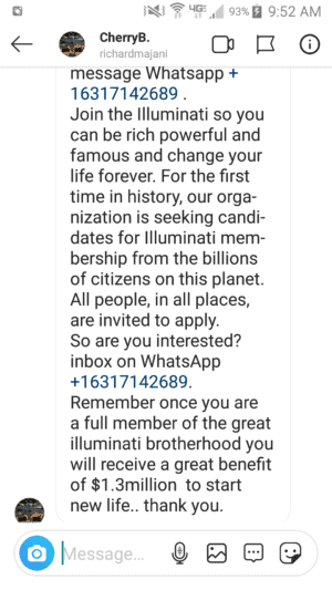 Illuminati invite email part 2 screenshot