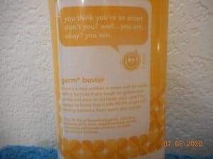 method antibac all purpose cleaner citron scent. Side of the bottle info.