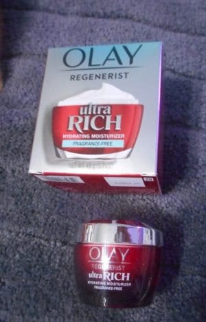 OlayREGENERIST ULTRA RICH MOISTURIZER FRAGRANCE FREE. Box on top jar on the bottom.