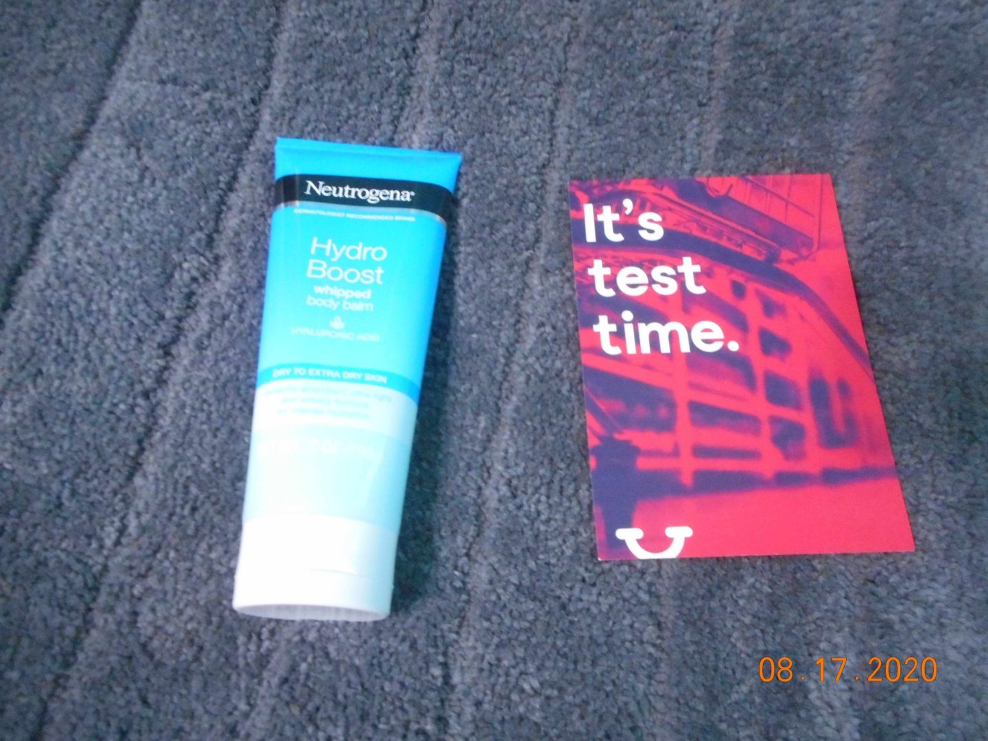 Neutrogena® Hydro Boost Whipped Body Balm tube with Home Tester Club Card.