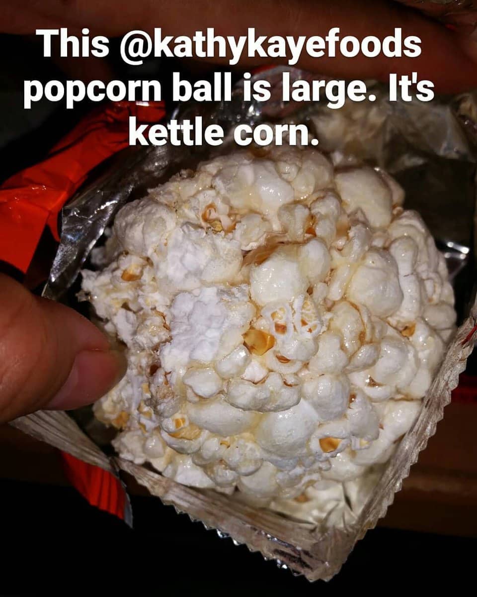 Kahtye Kay foods popcorn ball. IG post.