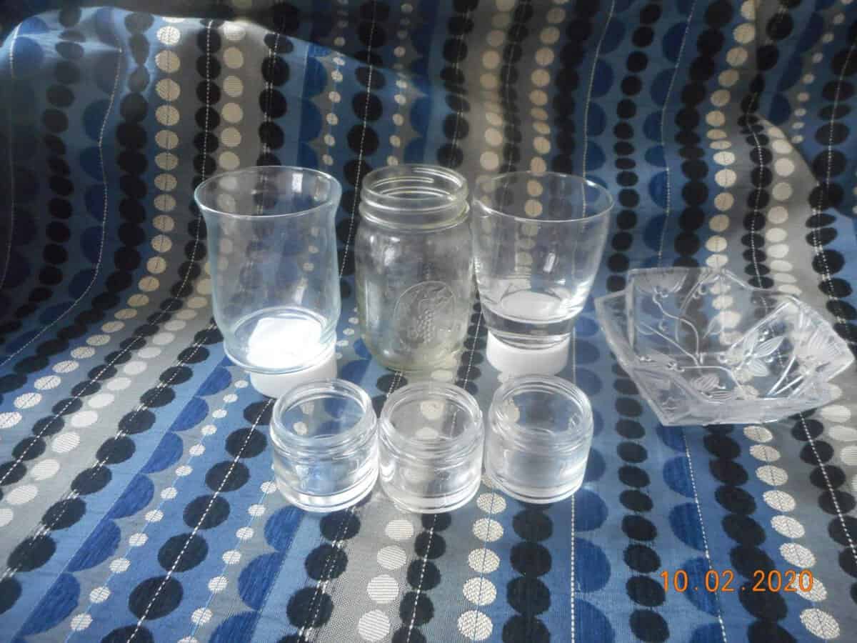 glassware for intention jars. small skincare jars , cups or candel holders, glass dish.