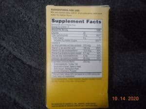 Zarbees Immune support + vitamin c back of box.