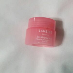 LANEIGE Lip Sleeping Mask ,Berry, Lip Treatment sample jar. a small pink jar with white lettering.