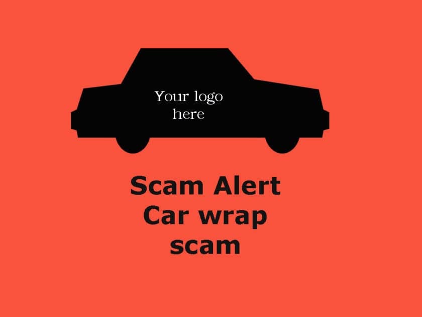 scam alert car wrap scam banner