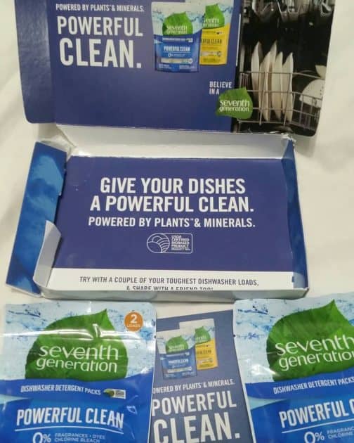 Seventh Generation Generation good sample. two packs of Dishwashing detergent with box and coupon.