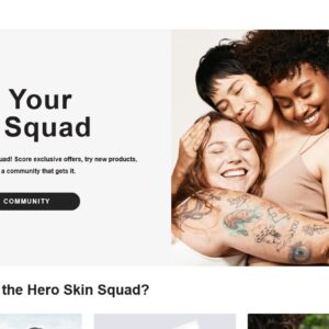 Hero skin squad home page screen shot. 