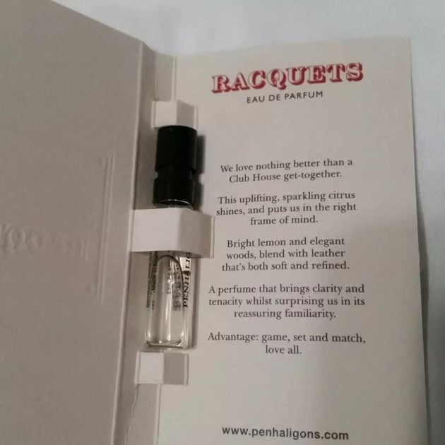 Racquets scent sample tester.