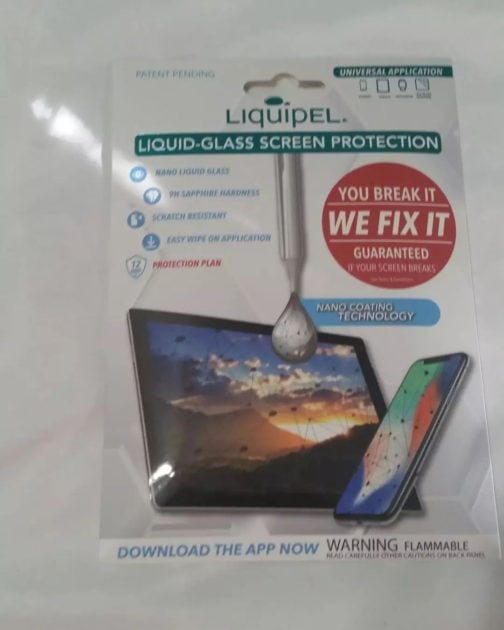 Liqupel liquid glass screen protection package.