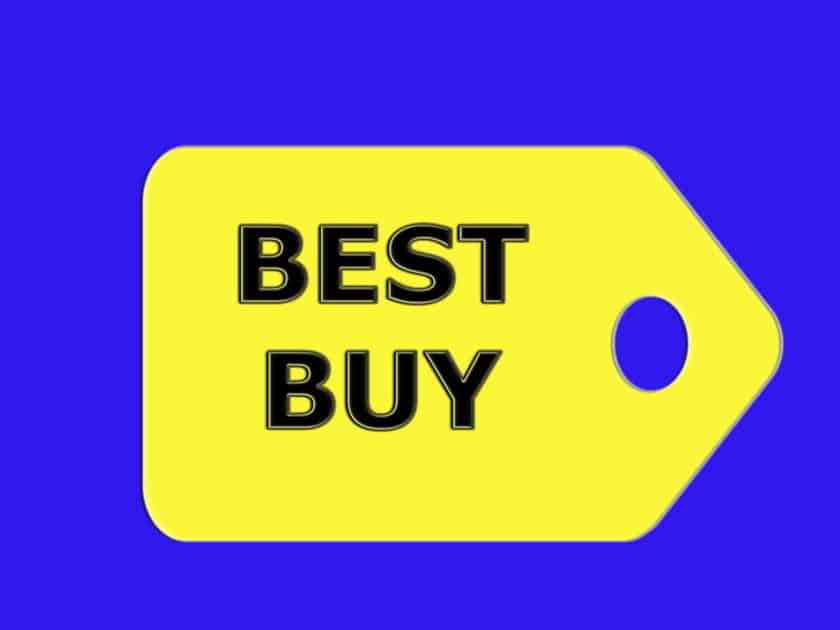 Best Buy banner. blue background with yellow tag with black text reading BEST BUY inside of it. created by vanessa using photoshop cs4.