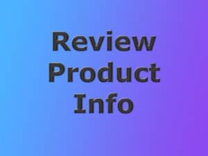 Review product info banner. Blue and purple graduated background with blackish gray text reading Review product info.
