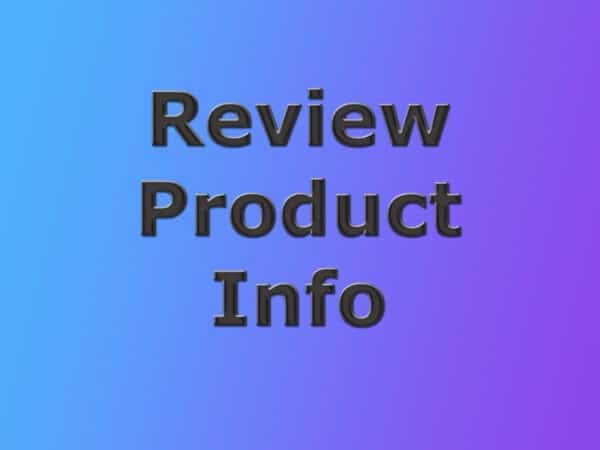 Review product info banner. Blue and purple graduated background with blackish gray text reading Review product info.