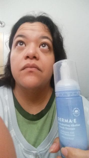 my face after usig the Derma-E Hydrating Facial Alkaline Cloud Cleanser.