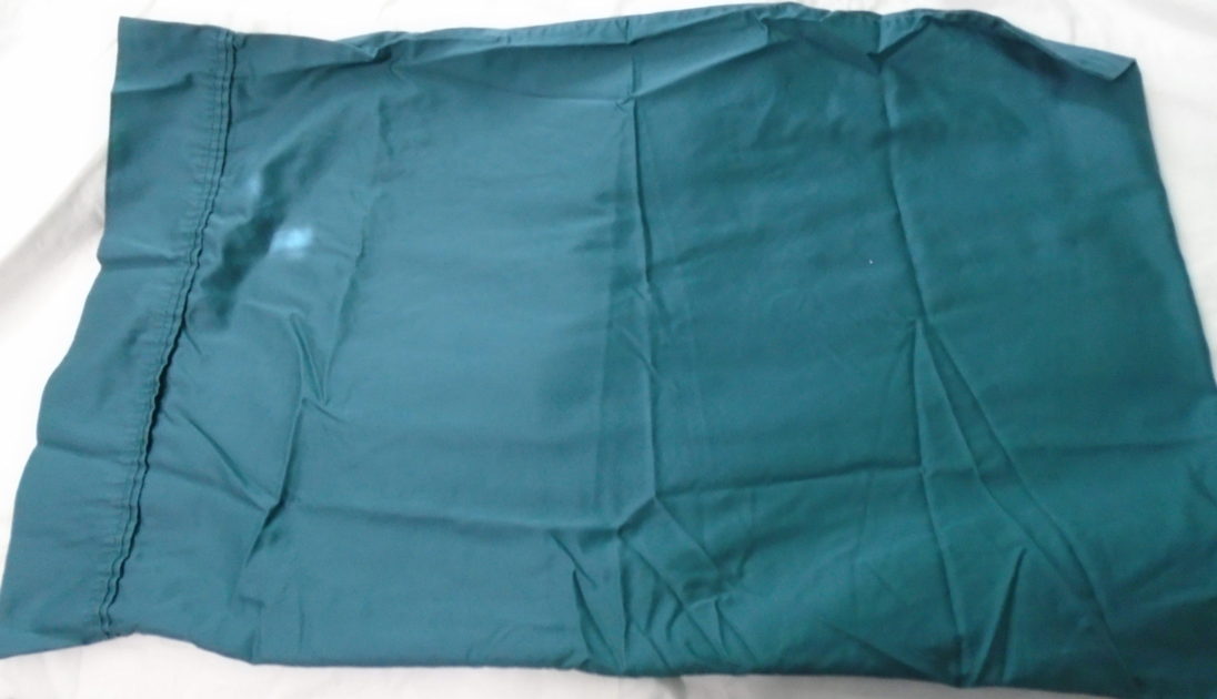 a peacock green pillow case.