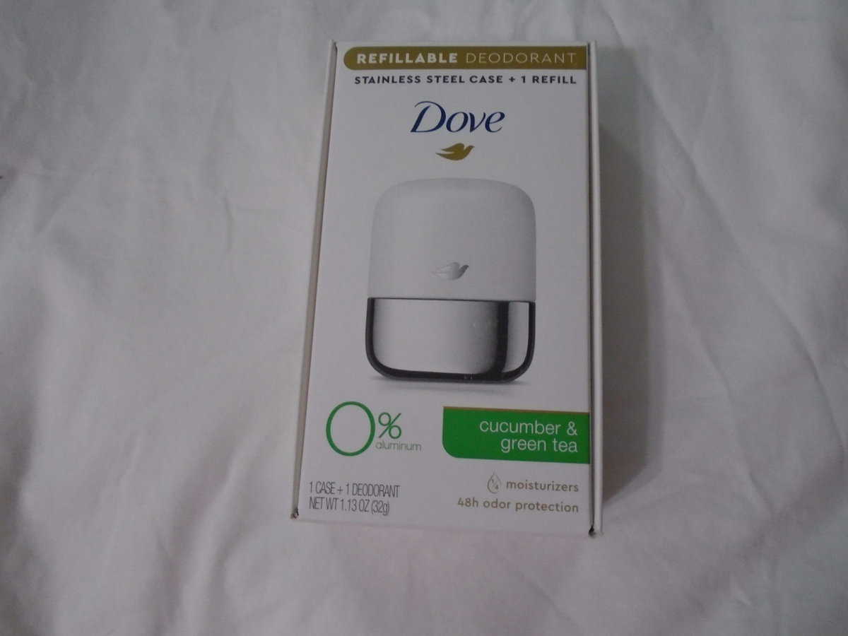 Dove refillable deodorant box green tea scent.