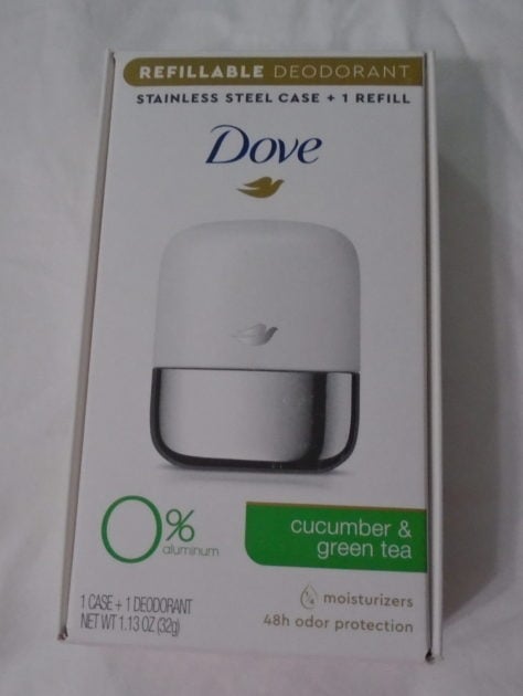 Dove refillable deodorant box green tea scent.