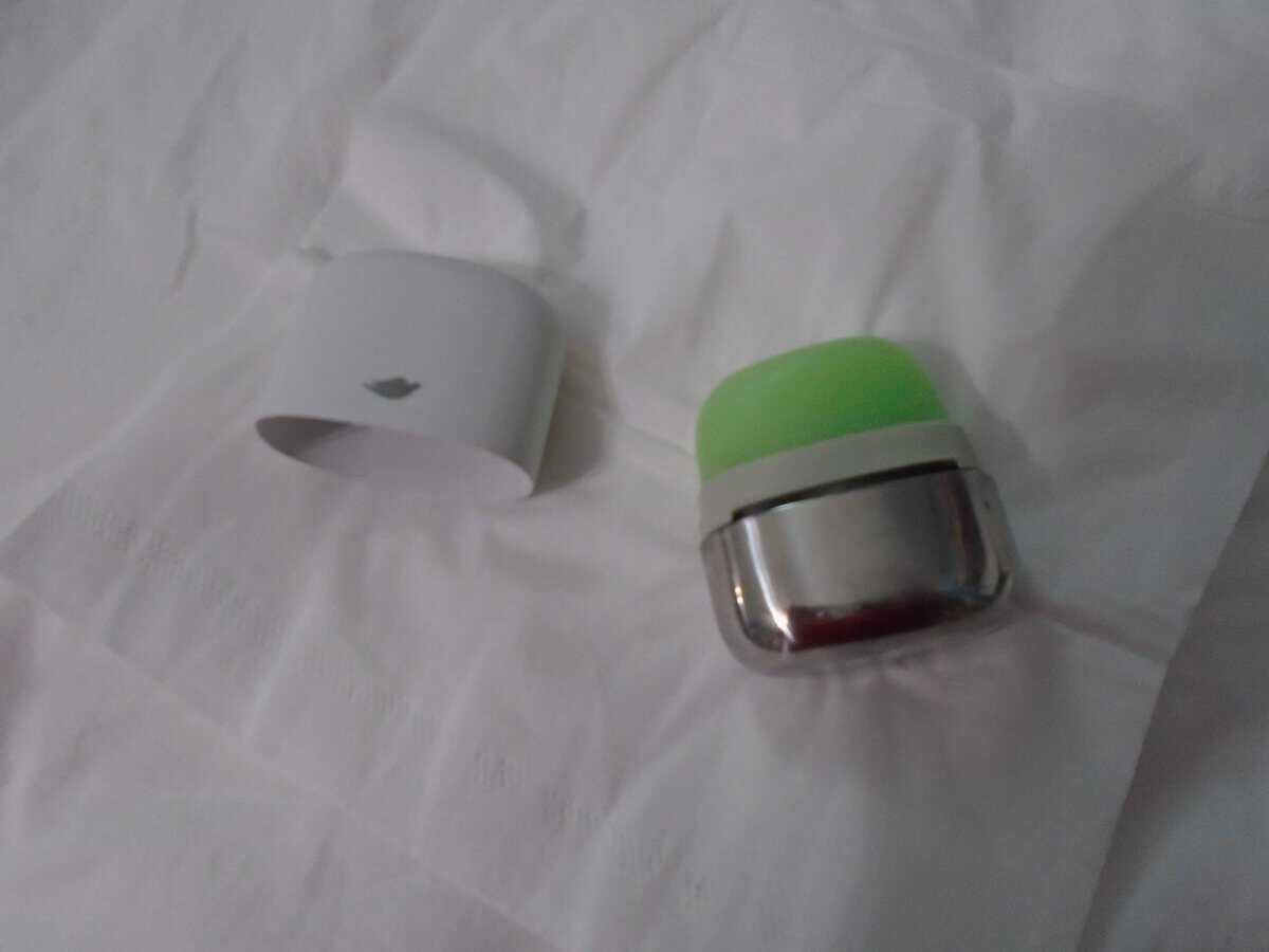 Dove refillable deodorant in the stainless steel case. Green tea scented green gel deodorant.