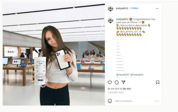 Inzilya Baykieva on Instagram “🤯 Congratulations! You have won an iPhone 13 💥 👇 Click on link in description 👇 👇👇👇👇👇👇👇👇👇👇 👉 @us_promo_us1_13…”