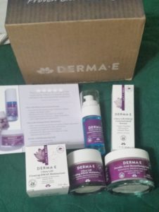 Derma-E firm and lift collection. 3 products with info card and box. Ultra Lift Firming DMAE Moisturizer, Ultra Lift DMAE Concentrated Serum, and Ferulic Acid Resurfacing Pads.