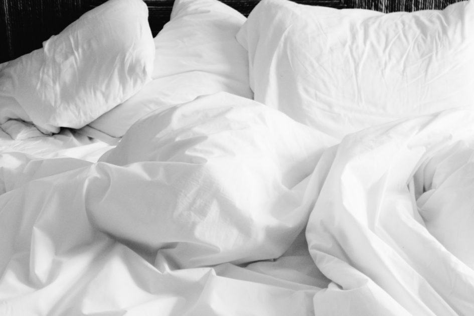 pillow and sheets image. white sheets with a pillow. Image source Pixabay dot com.