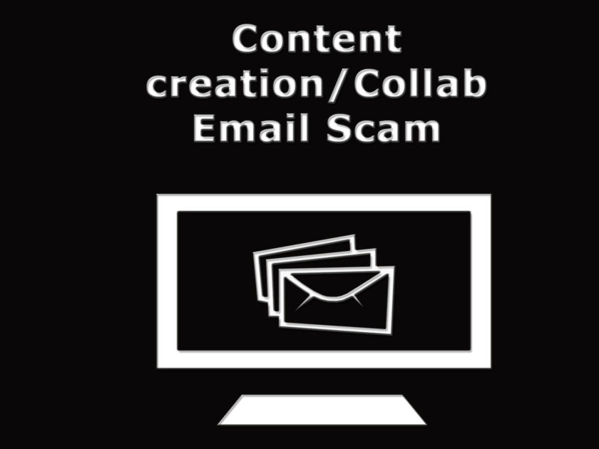 content creations/collab email scam banner. White text with white computer screen and email envelopes photoshop shapes. created using photoshop cs4.