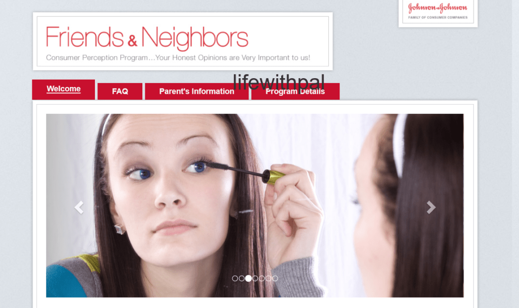 Johnson & Johnson Friends & Neighbors homepage screenshot.