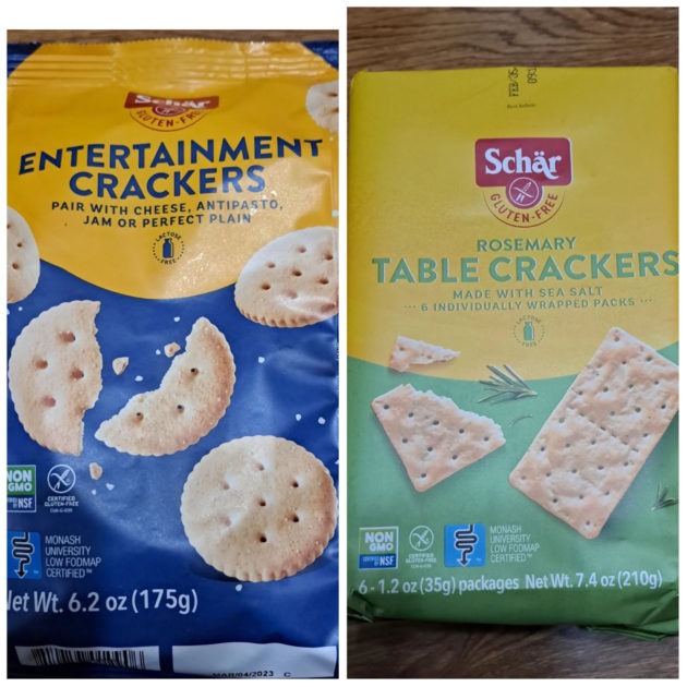 schar crackers entertainment crackers pack (left) Rosemary table crackers right.