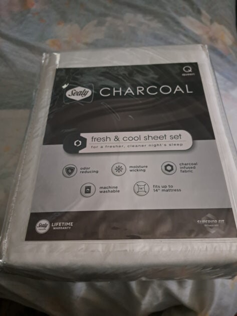 Sealy charcoal fresh and cool sheet set package.