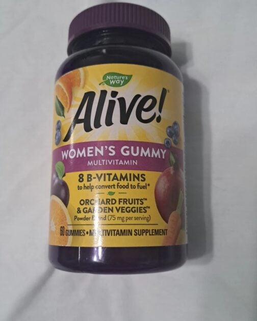 alive women's gummy vitamins bottle.