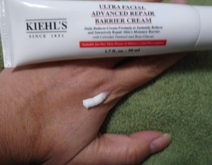 Kiehl's Ultra Facial Advanced Repair Barrier Cream on my hand.