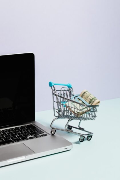 Shopping Cart with Money on Top of a Laptop Photo by Karolina Grabowska image source Pexels
