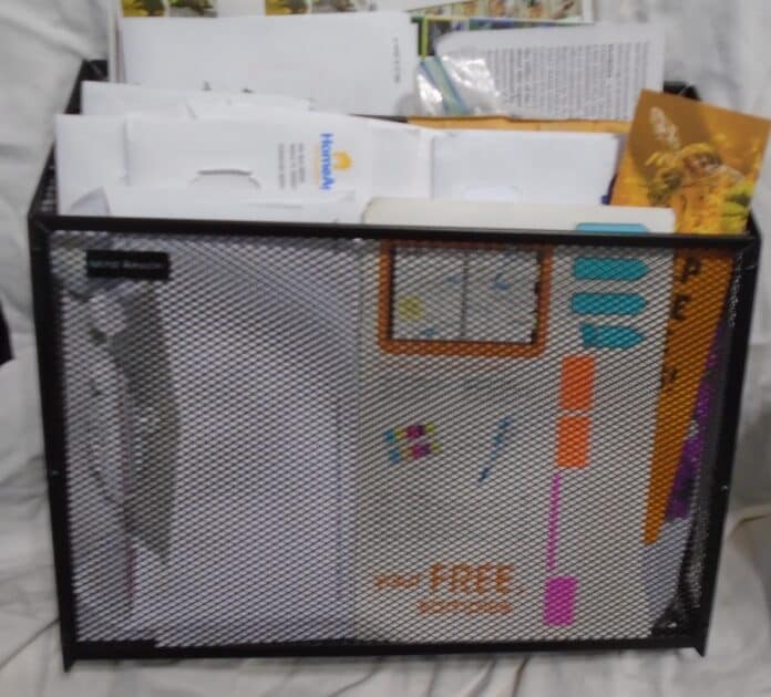 Filled three tier mind reader organizer.