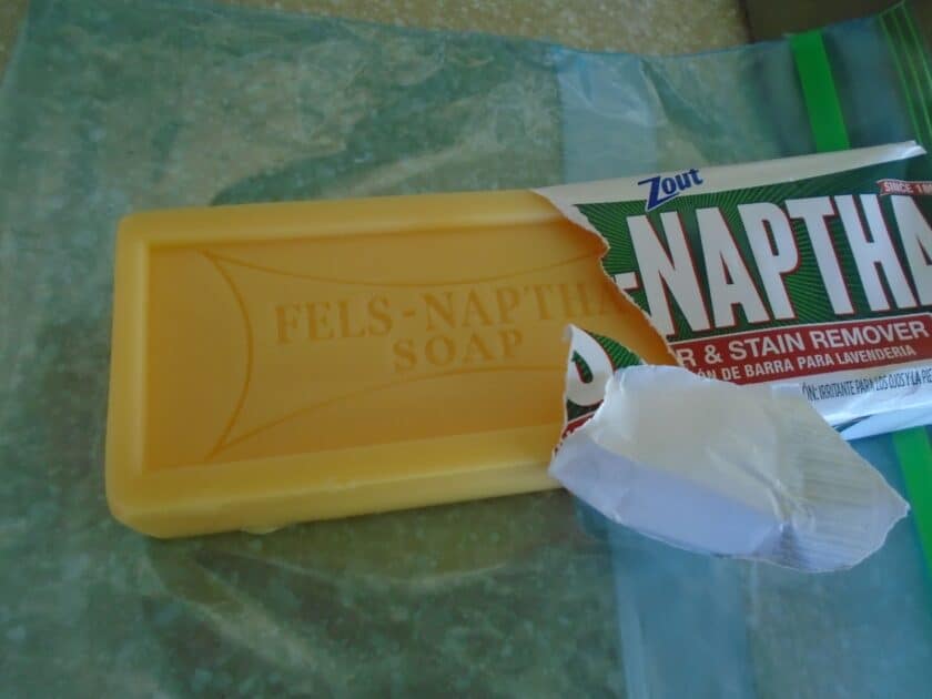 Fels-Naptha laundry soap bar. Orangish soap bar.