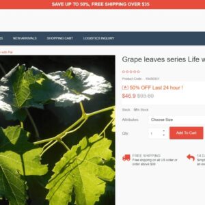 my photo on miserlisk.life. Grape leaves serise life with pal. Photo stolen and used on a scam e-commerce site.